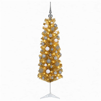 vidaXL Artificial Slim Christmas Tree with Bauble 150 cm 150 LEDs