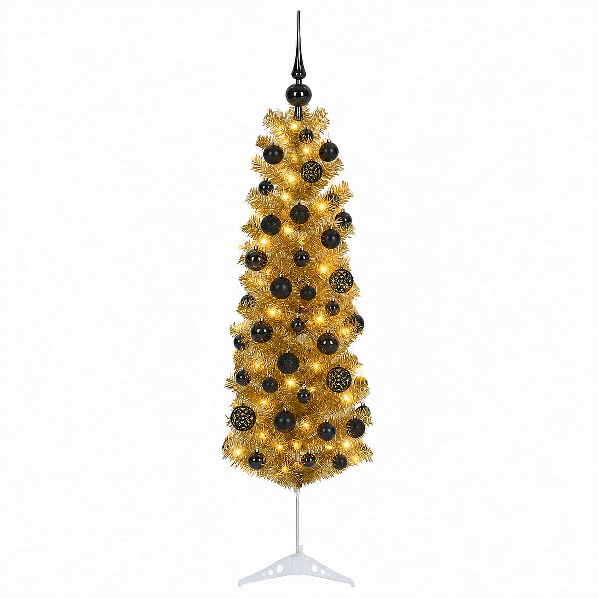 vidaXL Artificial Slim Christmas Tree with Bauble 150 cm 150 LEDs