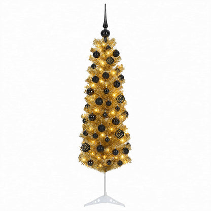 vidaXL Artificial Slim Christmas Tree with Bauble 150 cm 150 LEDs
