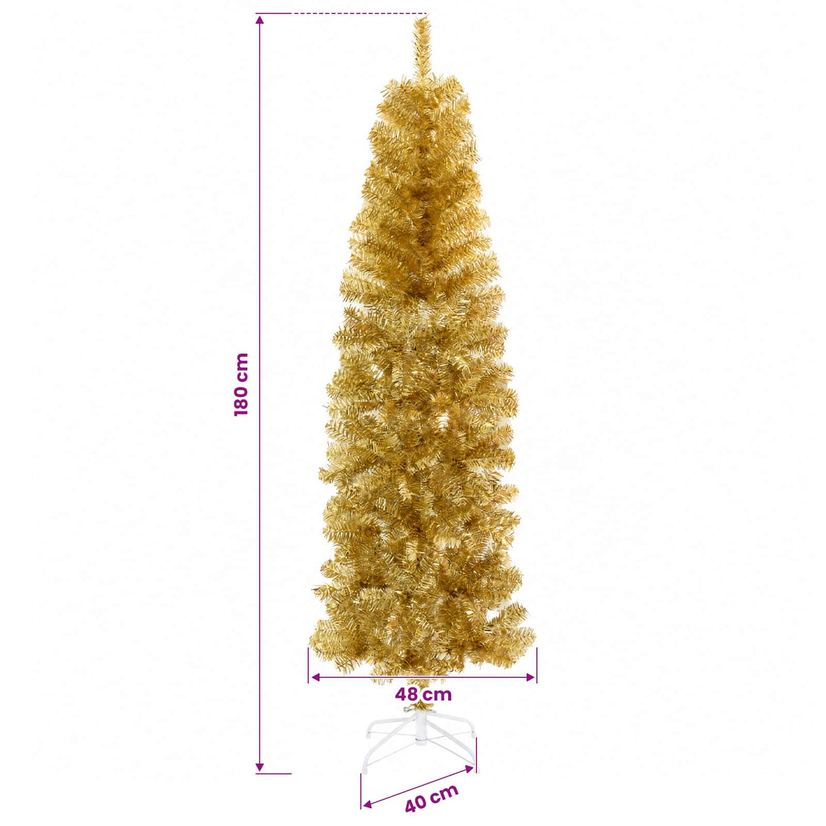 vidaXL Artificial Slim Christmas Tree with Bauble 180 cm 300 LEDs