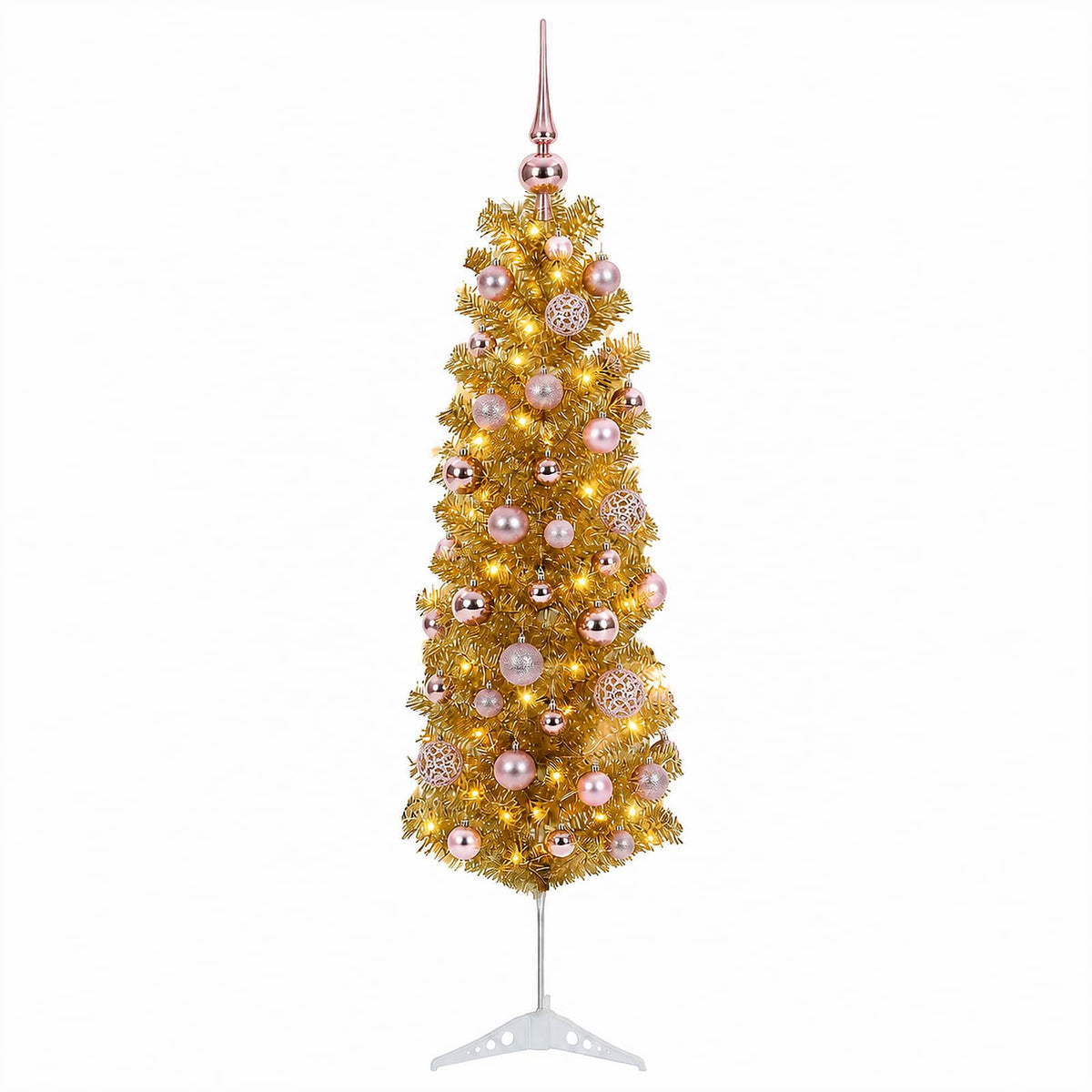 vidaXL Artificial Slim Christmas Tree with Bauble 150 cm 150 LEDs