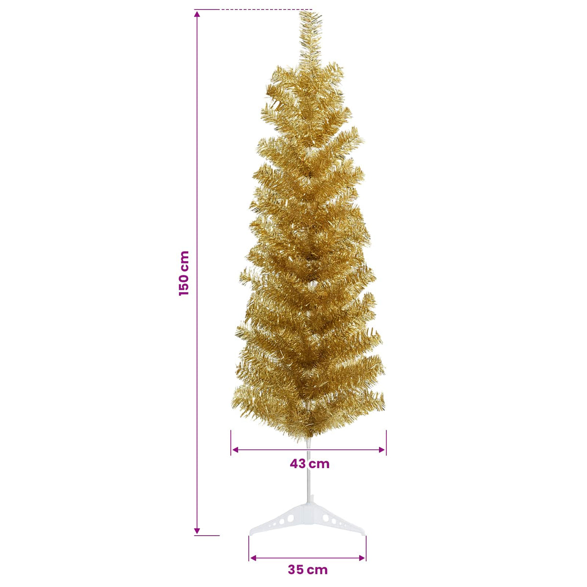 vidaXL Artificial Slim Christmas Tree with Bauble 150 cm 150 LEDs