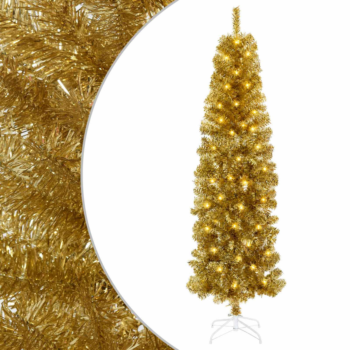 vidaXL Artificial Slim Christmas Tree with Bauble 180 cm 300 LEDs