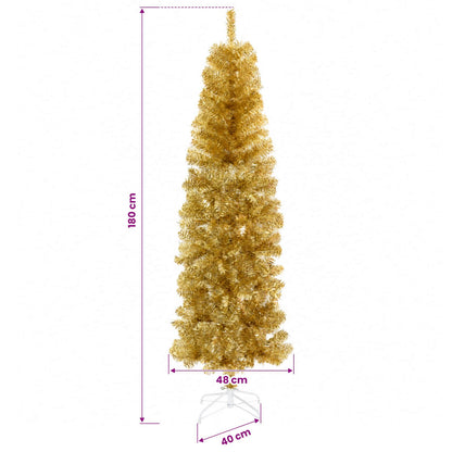vidaXL Artificial Slim Christmas Tree with Bauble 180 cm 300 LEDs