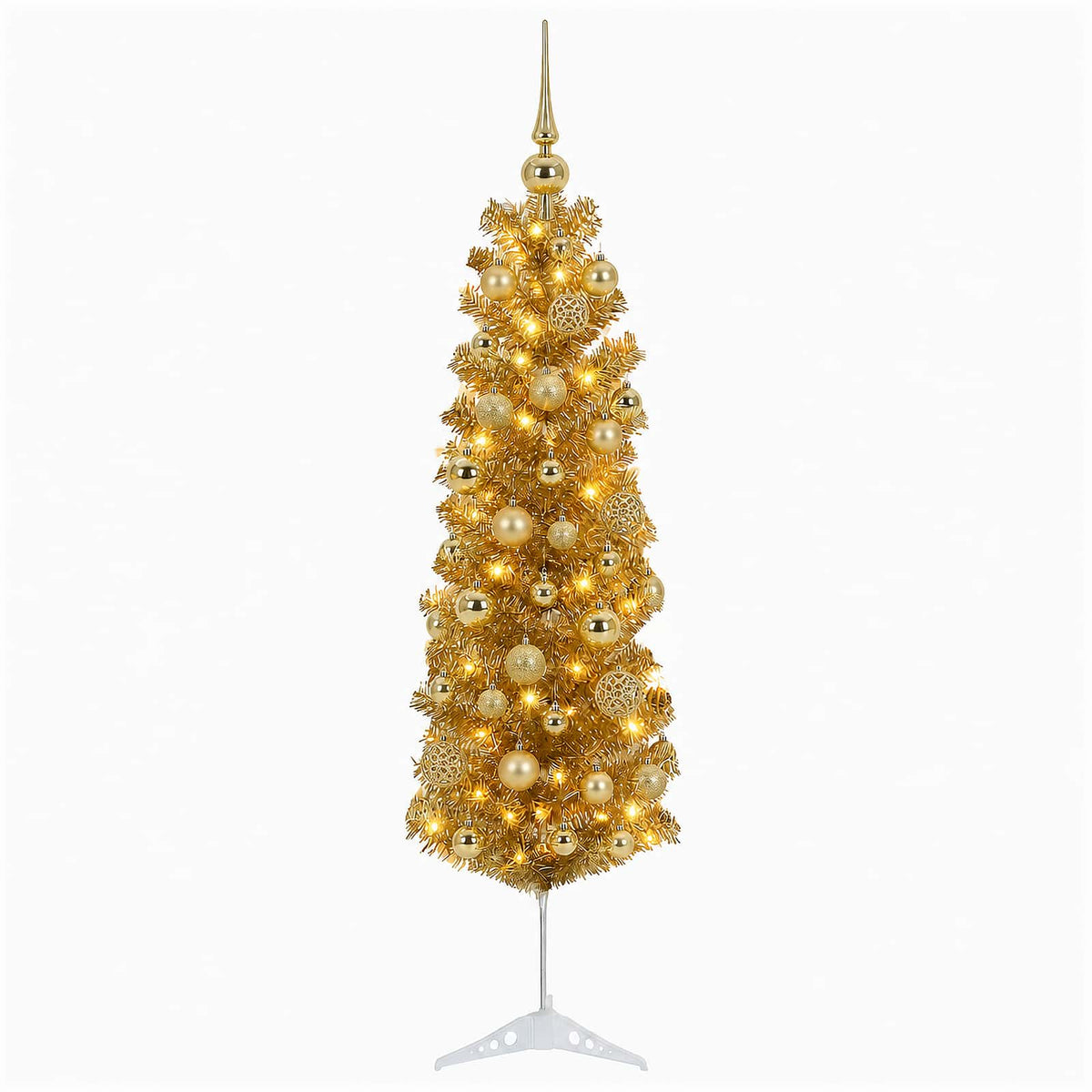 vidaXL Artificial Slim Christmas Tree with Bauble 150 cm 150 LEDs