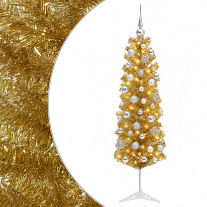 vidaXL Artificial Slim Christmas Tree with Bauble 150 cm 150 LEDs