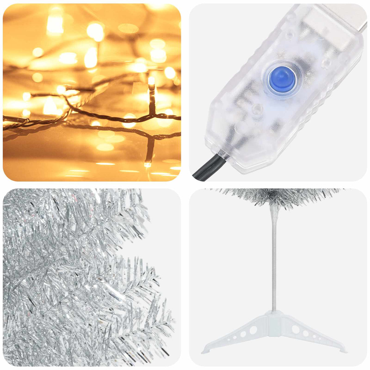 vidaXL Artificial Slim Christmas Tree 150 cm 150 LEDs Warm White