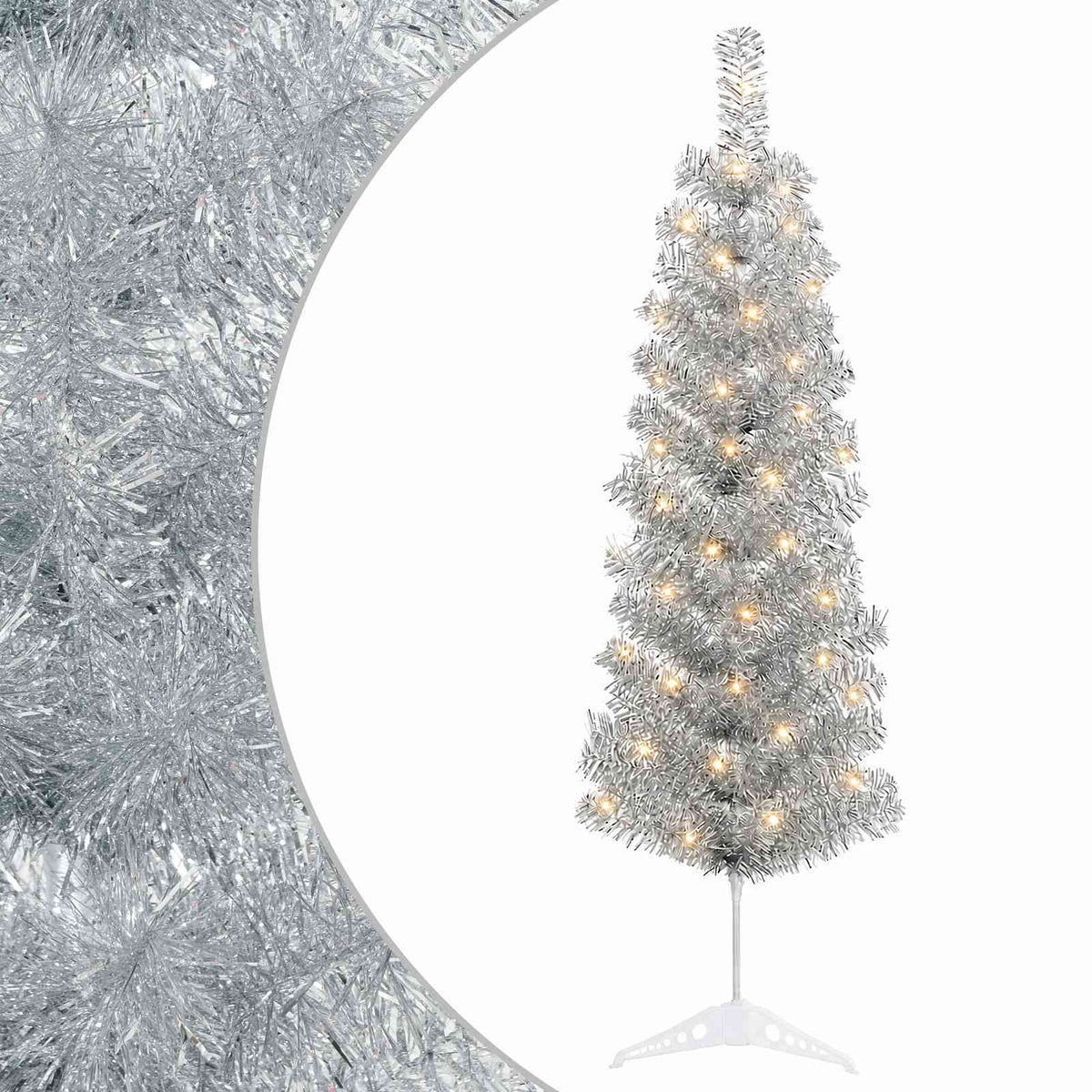 vidaXL Artificial Slim Christmas Tree 150 cm 150 LEDs Warm White