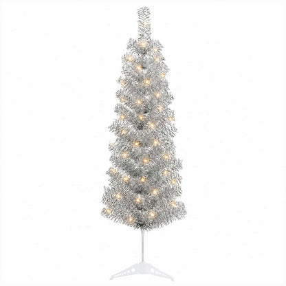 vidaXL Artificial Slim Christmas Tree 150 cm 150 LEDs Warm White