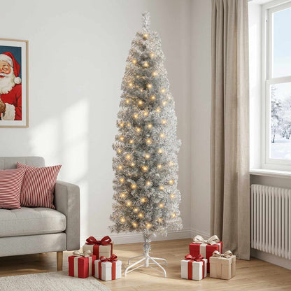 vidaXL Artificial Slim Christmas Tree 240 cm 300 LEDs Warm White