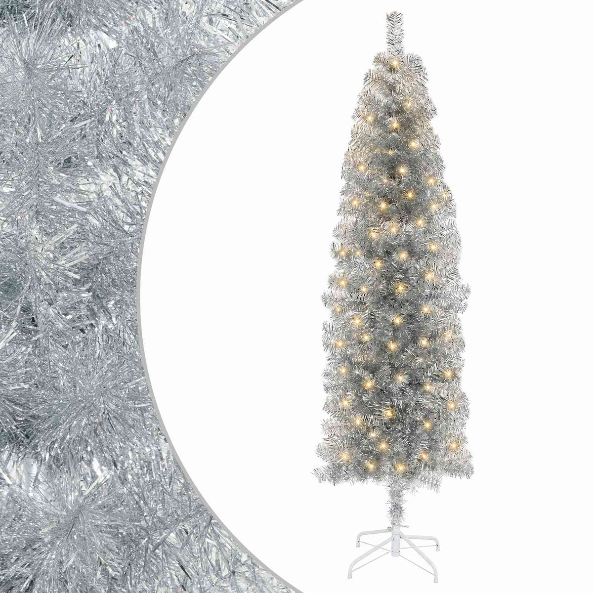 vidaXL Artificial Slim Christmas Tree 180 cm 300 LEDs Warm White
