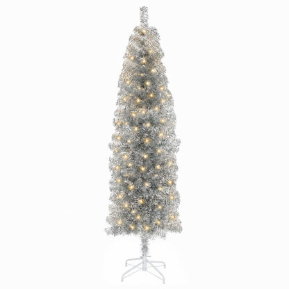 vidaXL Artificial Slim Christmas Tree 240 cm 300 LEDs Warm White