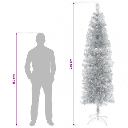 vidaXL Artificial Slim Christmas Tree 240 cm 300 LEDs Warm White