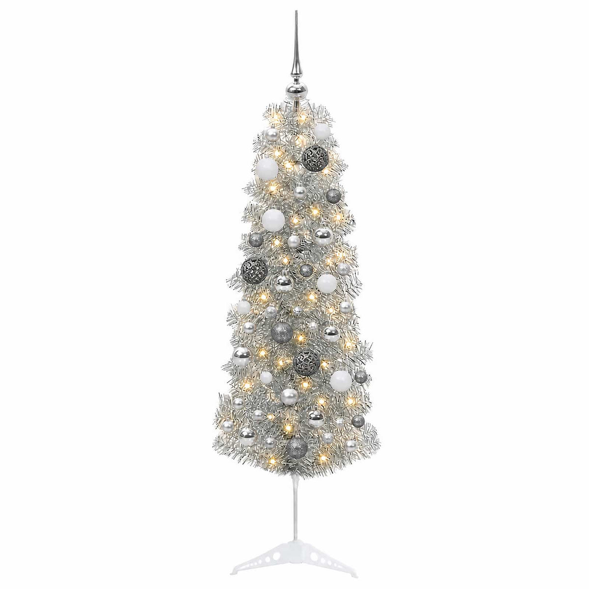 vidaXL Artificial Slim Christmas Tree with Bauble 150 cm 150 LEDs