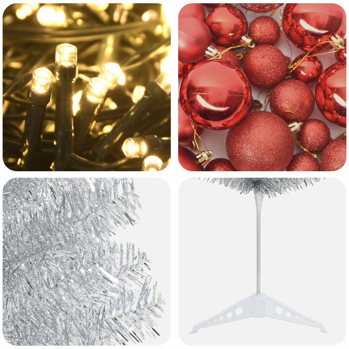 vidaXL Artificial Slim Christmas Tree with Bauble 150 cm 150 LEDs