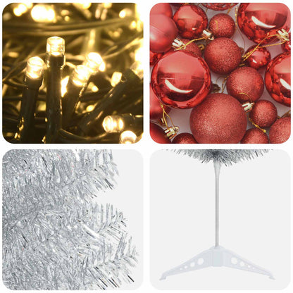 vidaXL Artificial Slim Christmas Tree with Bauble 150 cm 150 LEDs