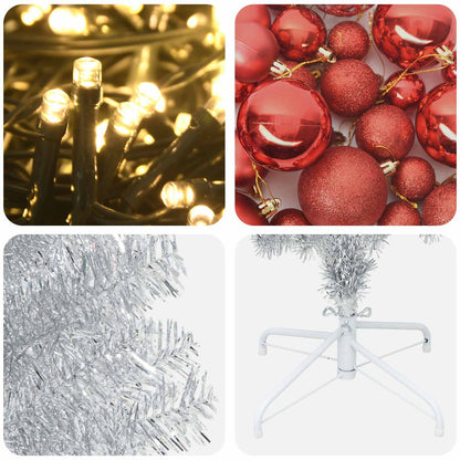 vidaXL Artificial Slim Christmas Tree with Bauble 240 cm 300 LEDs