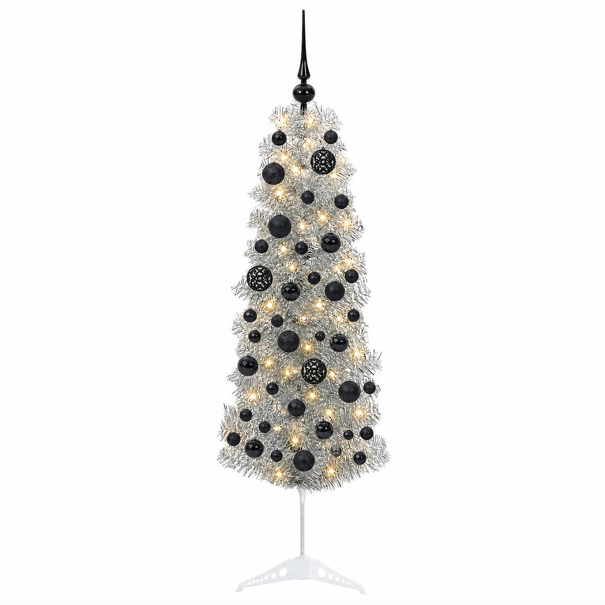 vidaXL Artificial Slim Christmas Tree with Bauble 150 cm 150 LEDs