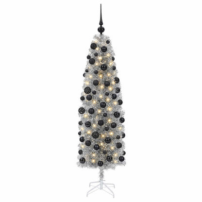 vidaXL Artificial Slim Christmas Tree with Bauble 240 cm 300 LEDs