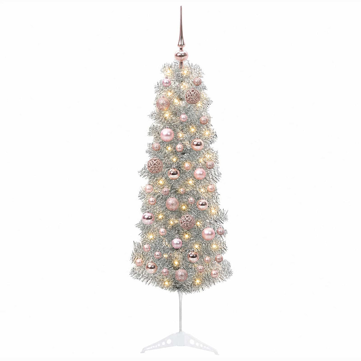vidaXL Artificial Slim Christmas Tree with Bauble 150 cm 150 LEDs