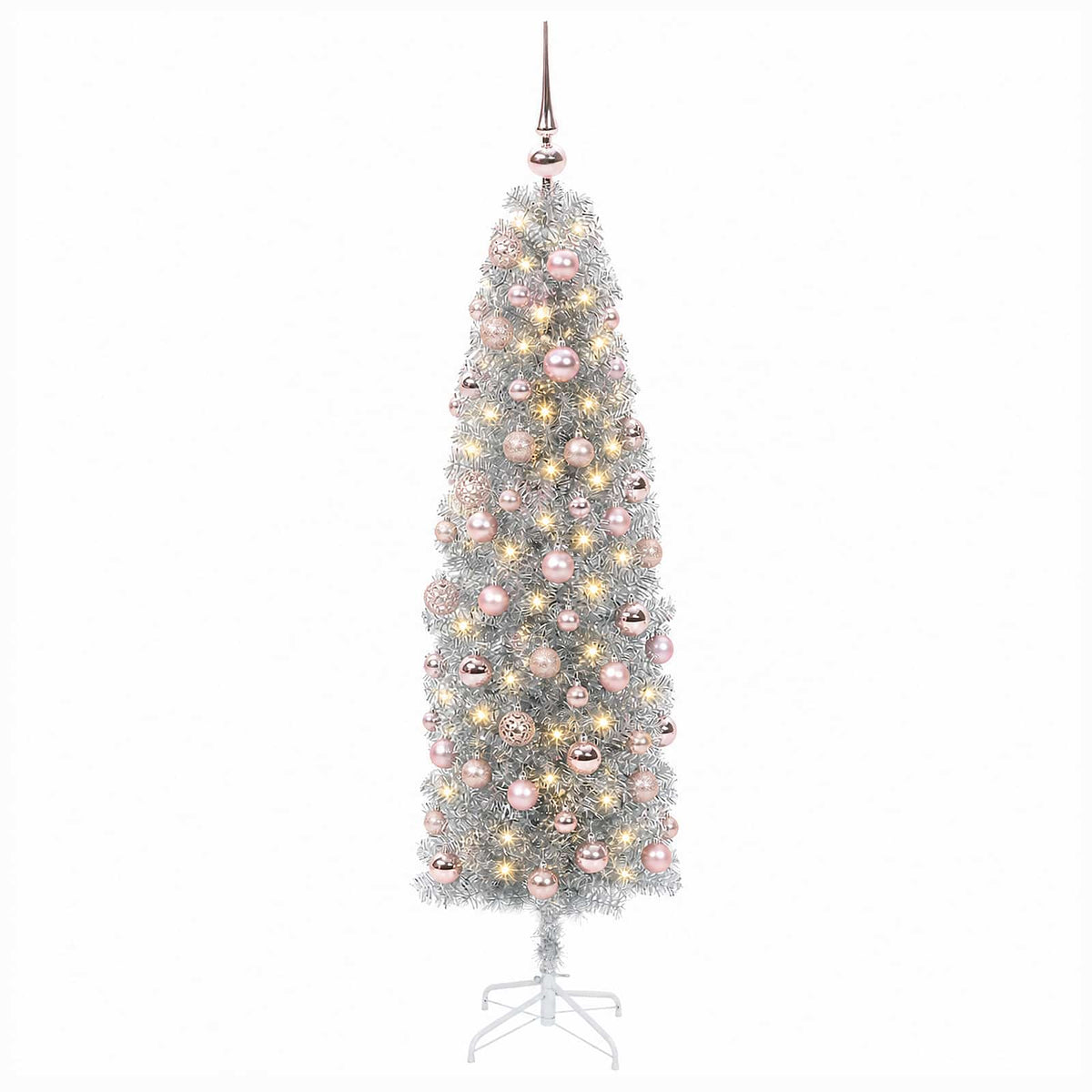 vidaXL Artificial Slim Christmas Tree with Bauble 240 cm 300 LEDs