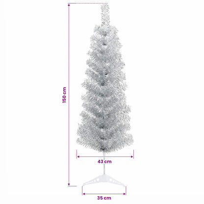vidaXL Artificial Slim Christmas Tree with Bauble 150 cm 150 LEDs