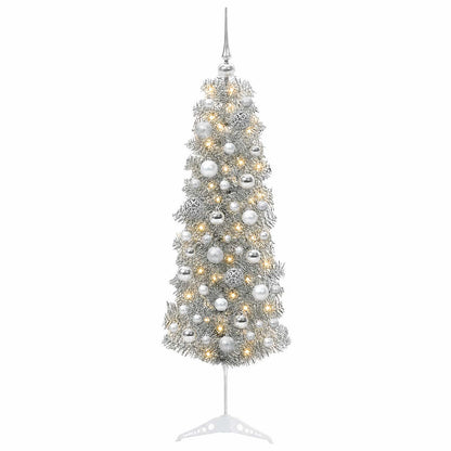 vidaXL Artificial Slim Christmas Tree with Bauble 150 cm 150 LEDs