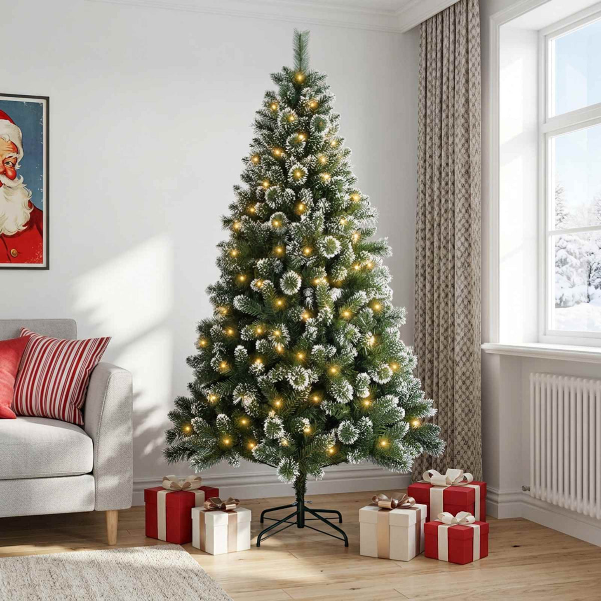 vidaXL Artificial Christmas Tree 120 cm 150 LEDs Warm White