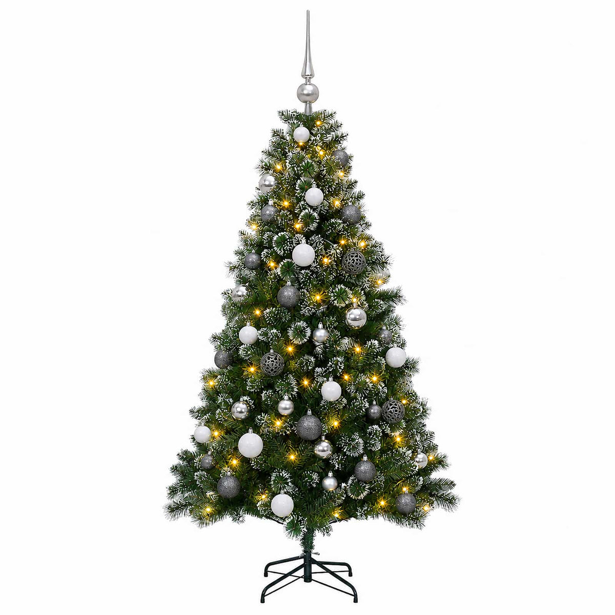 vidaXL Artificial Christmas Tree with Bauble 120 cm 150 LEDs