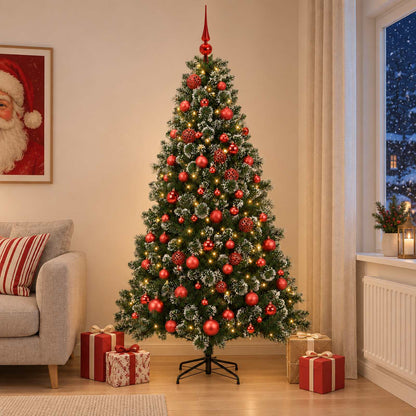 vidaXL Artificial Christmas Tree with Bauble 210 cm 300 LEDs