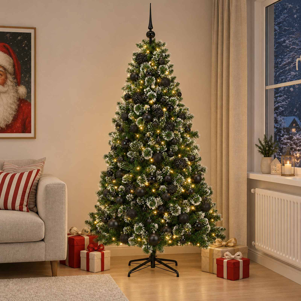 vidaXL Artificial Christmas Tree with Bauble 210 cm 300 LEDs