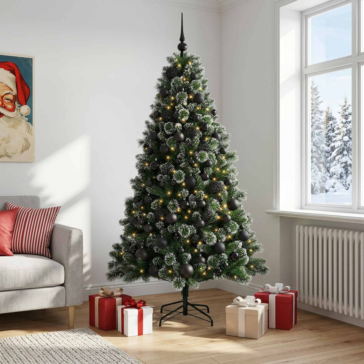 vidaXL Artificial Christmas Tree with Bauble 210 cm 300 LEDs