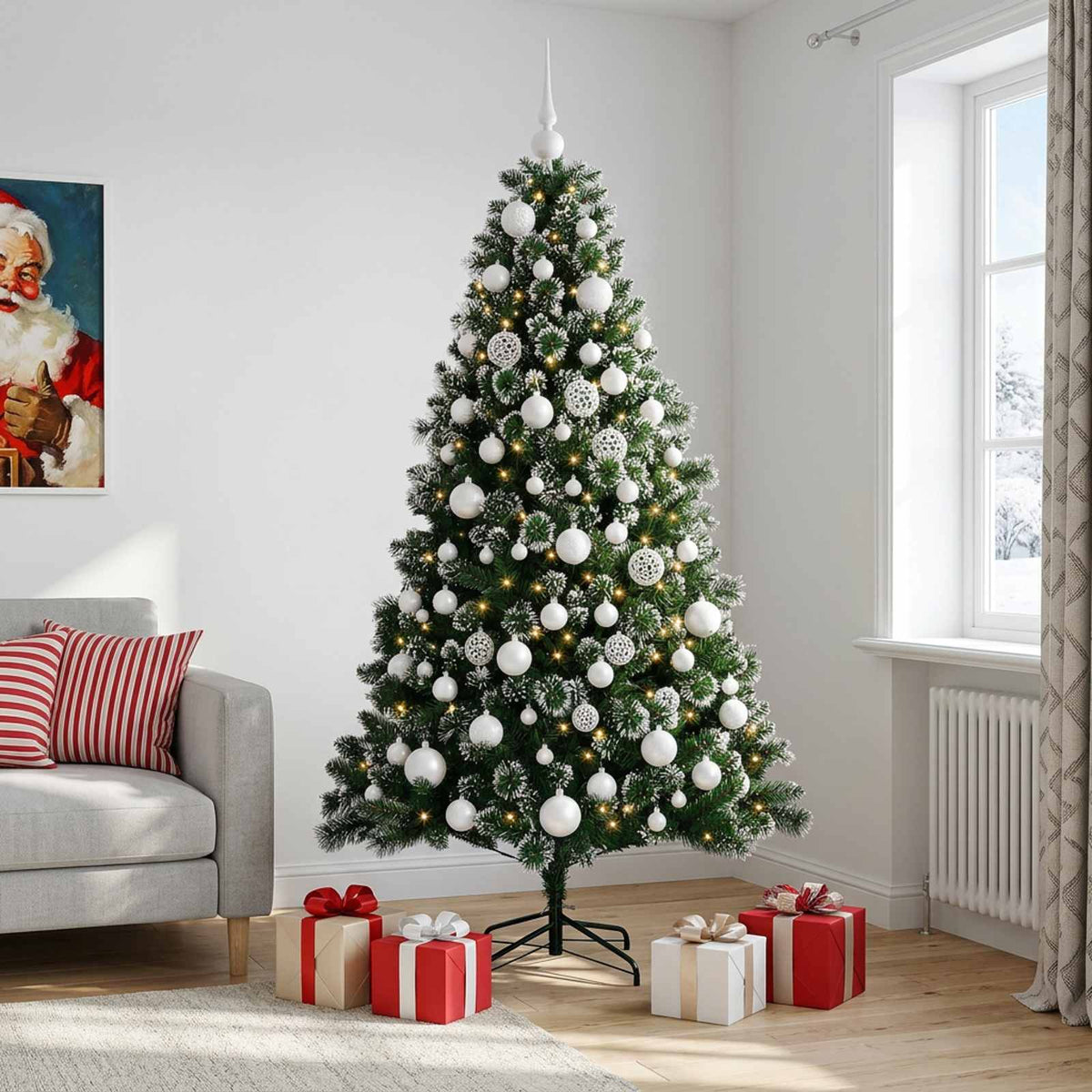 vidaXL Artificial Christmas Tree with Bauble 210 cm 300 LEDs