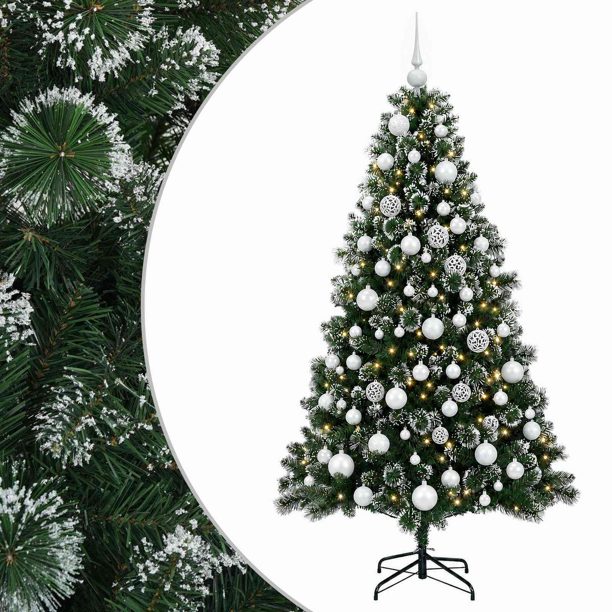 vidaXL Artificial Christmas Tree with Bauble 210 cm 300 LEDs
