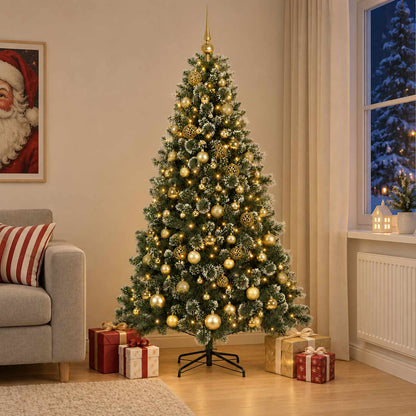 vidaXL Artificial Christmas Tree with Bauble 180 cm 300 LEDs
