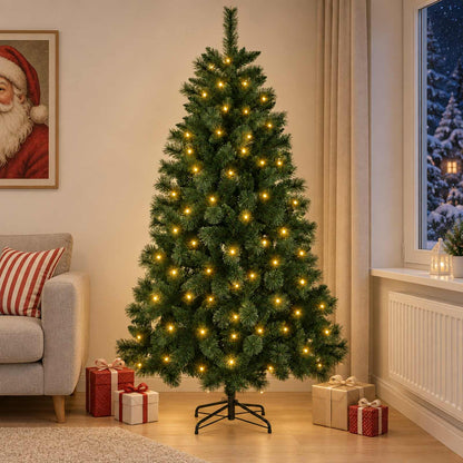 vidaXL Artificial Christmas Tree 240 cm 300 LEDs Warm White