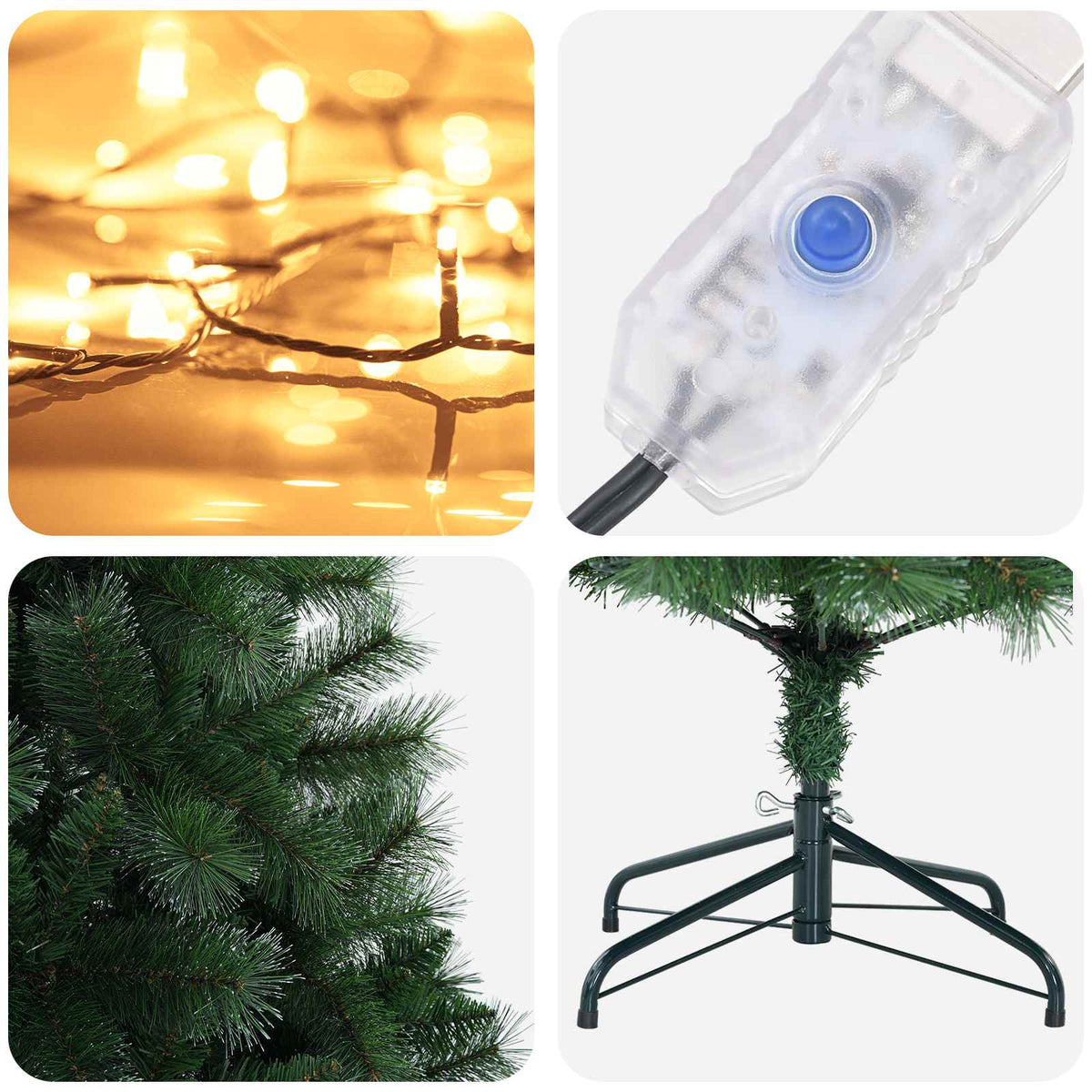 vidaXL Artificial Christmas Tree 240 cm 300 LEDs Warm White