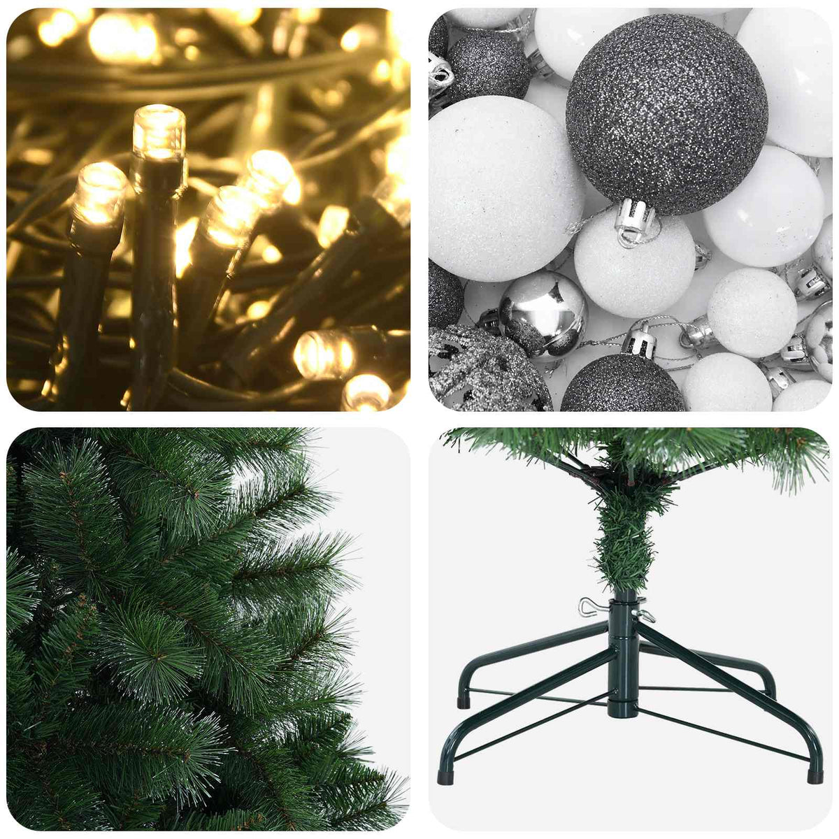 vidaXL Artificial Christmas Tree with Bauble 210 cm 300 LEDs