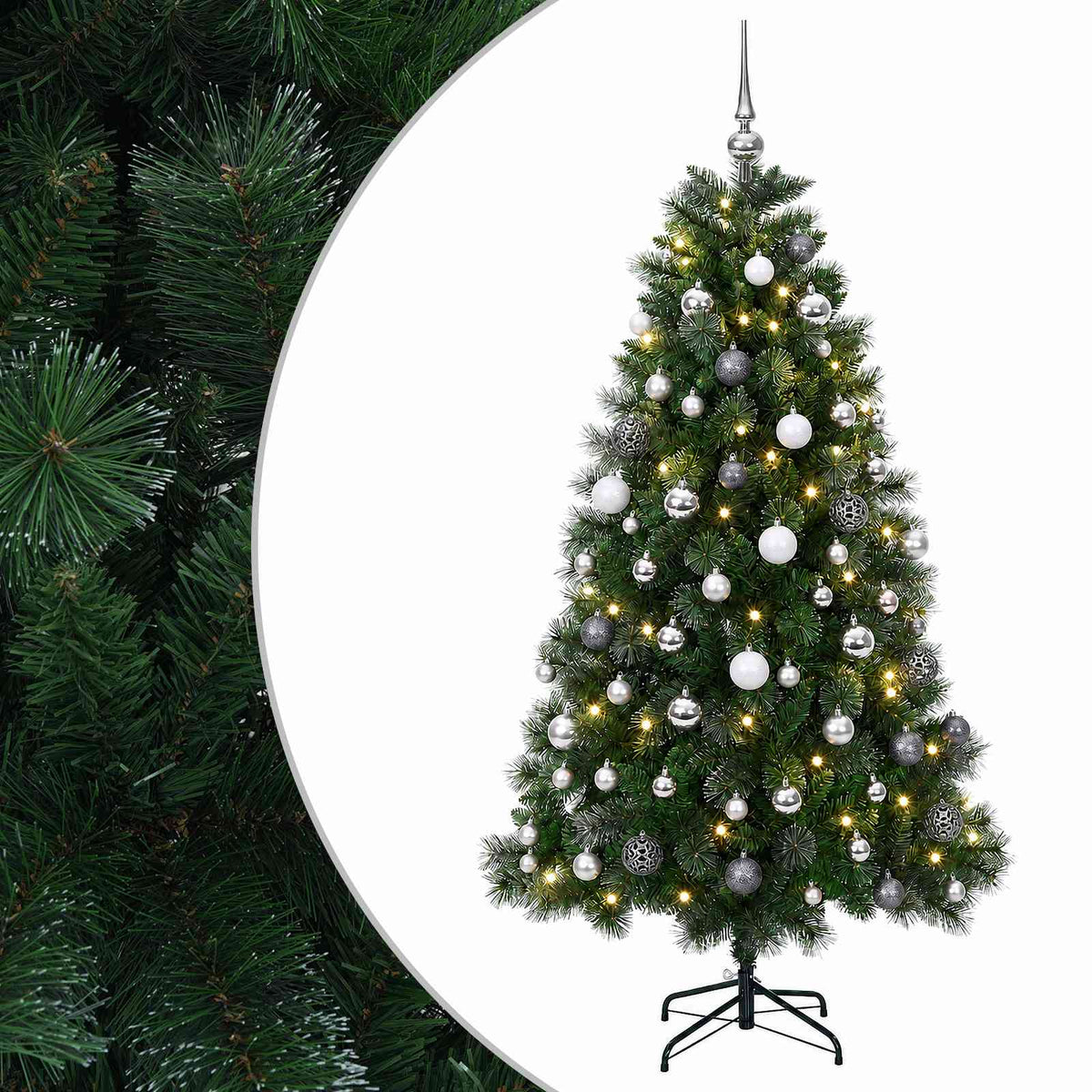 vidaXL Artificial Christmas Tree with Bauble 210 cm 300 LEDs