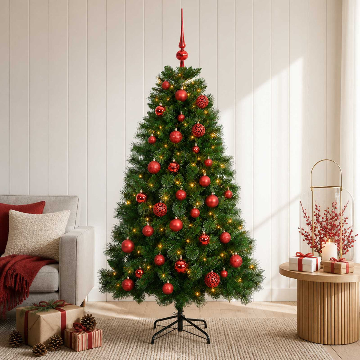 vidaXL Artificial Christmas Tree with Bauble 120 cm 150 LEDs