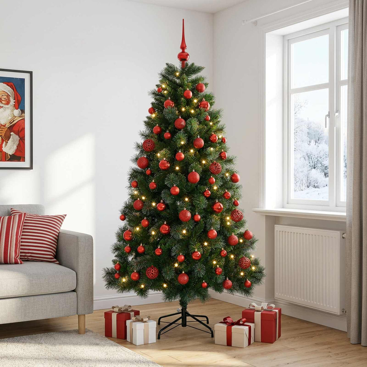 vidaXL Artificial Christmas Tree with Bauble 240 cm 300 LEDs