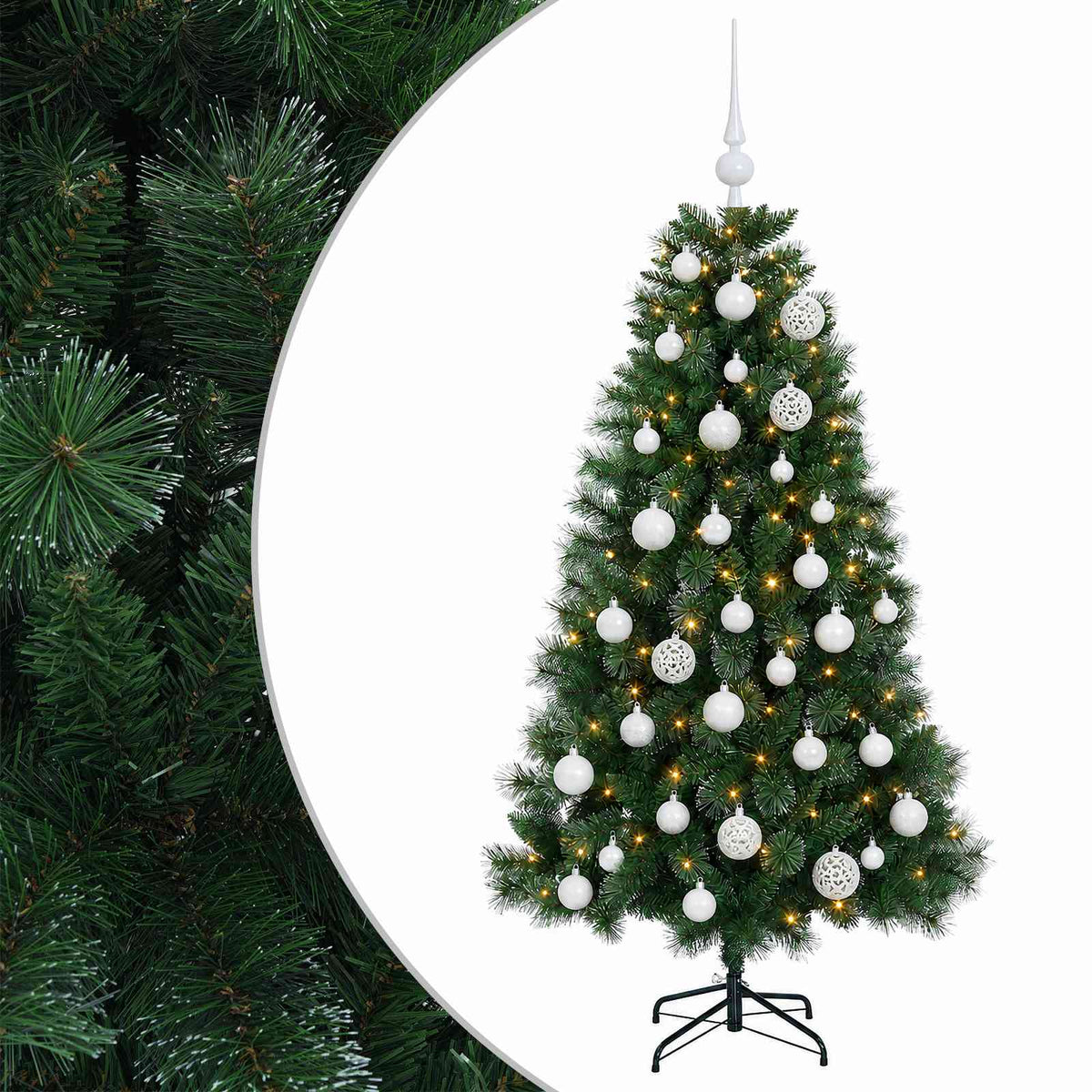 vidaXL Artificial Christmas Tree with Bauble 150 cm 150 LEDs