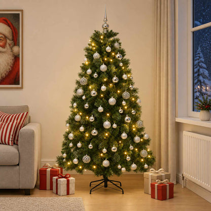 vidaXL Artificial Christmas Tree with Bauble 210 cm 300 LEDs