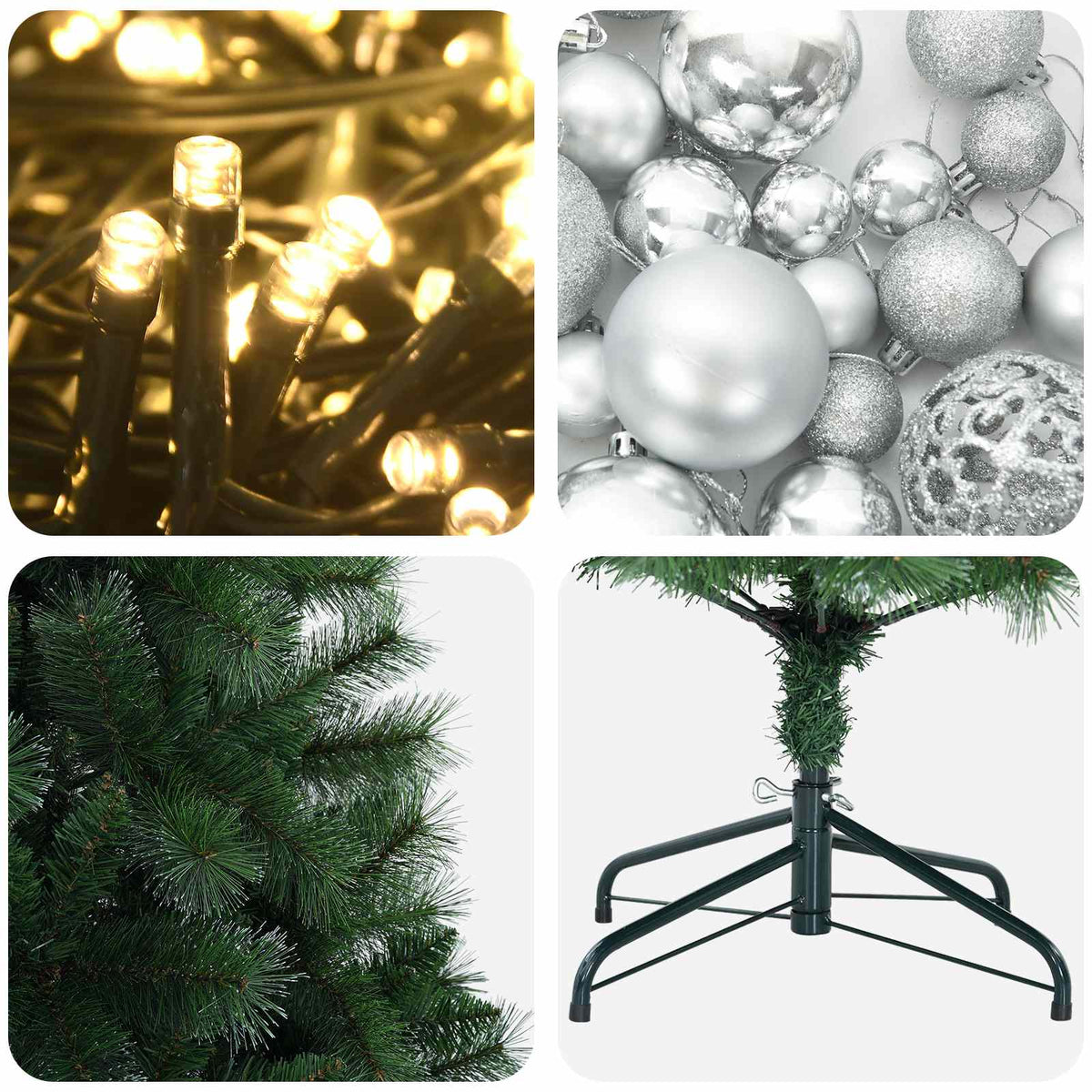 vidaXL Artificial Christmas Tree with Bauble 210 cm 300 LEDs