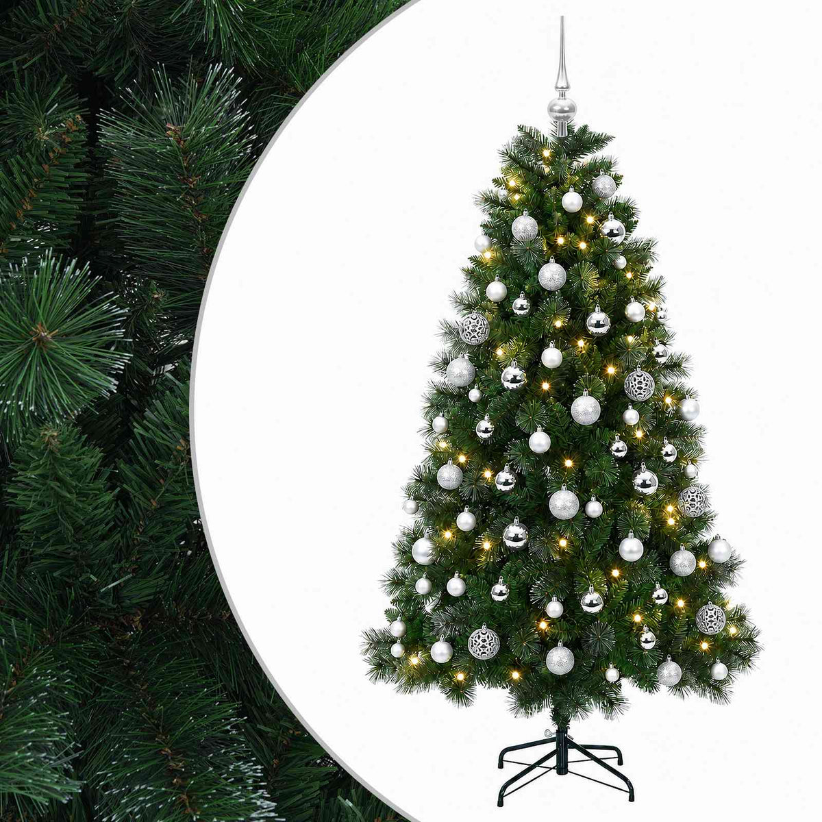 vidaXL Artificial Christmas Tree with Bauble 210 cm 300 LEDs