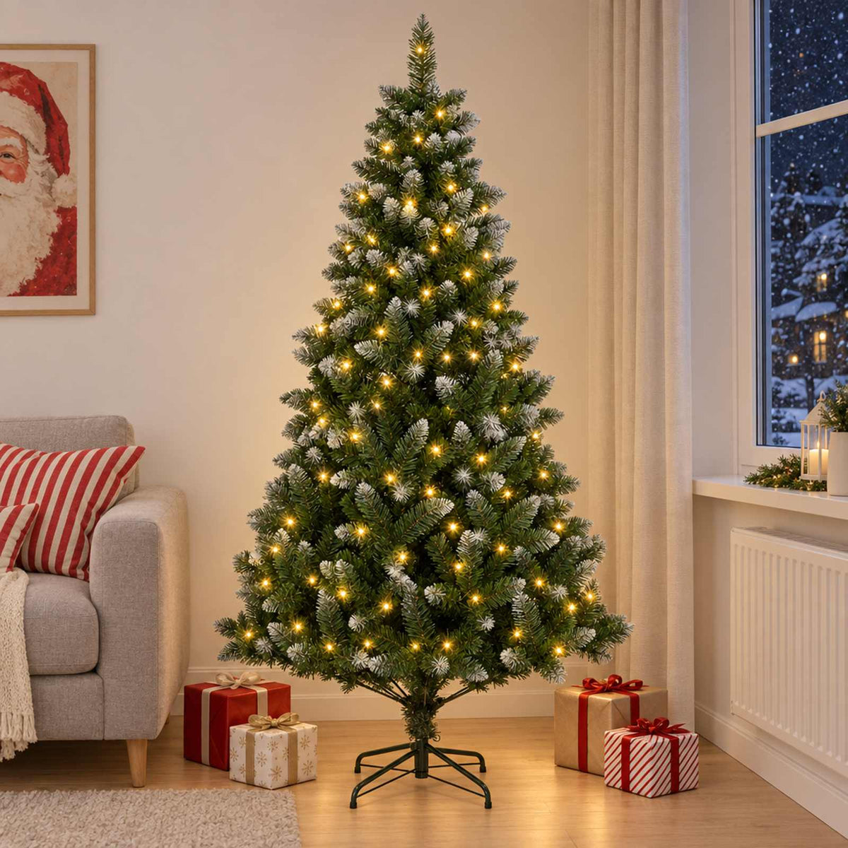 vidaXL Artificial Christmas Tree 240 cm 300 LEDs Warm White