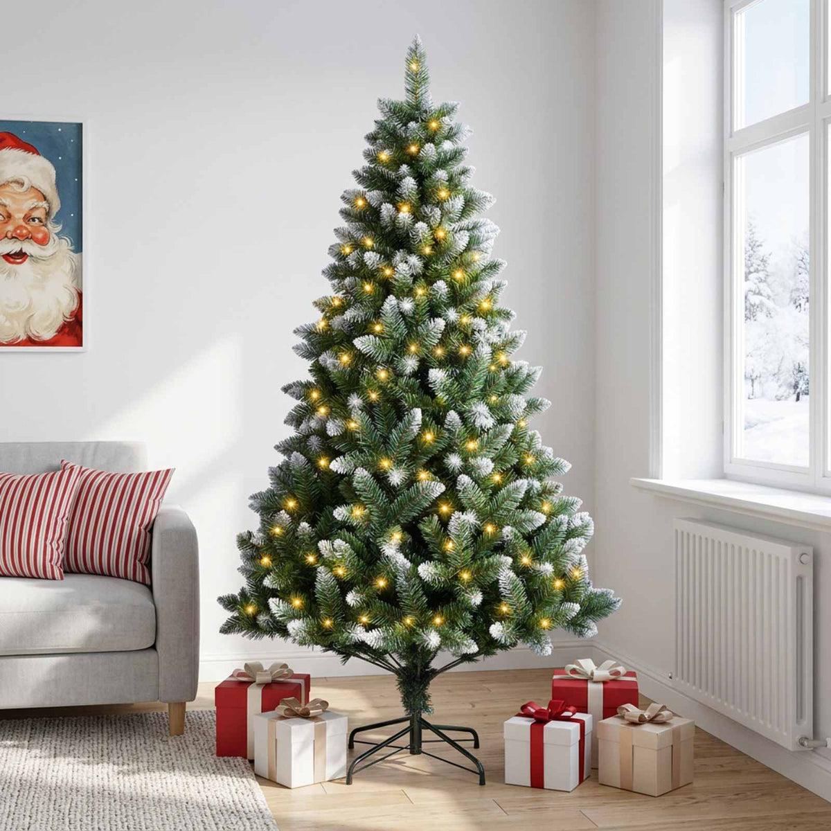 vidaXL Artificial Christmas Tree 210 cm 300 LEDs Warm White