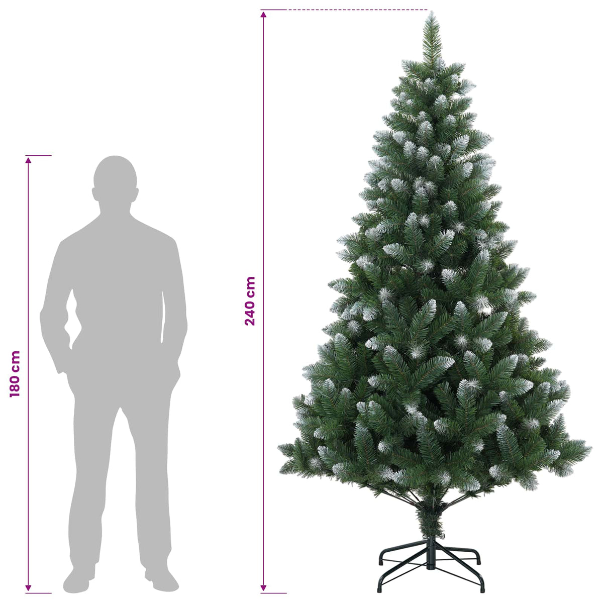 vidaXL Artificial Christmas Tree 240 cm 300 LEDs Warm White