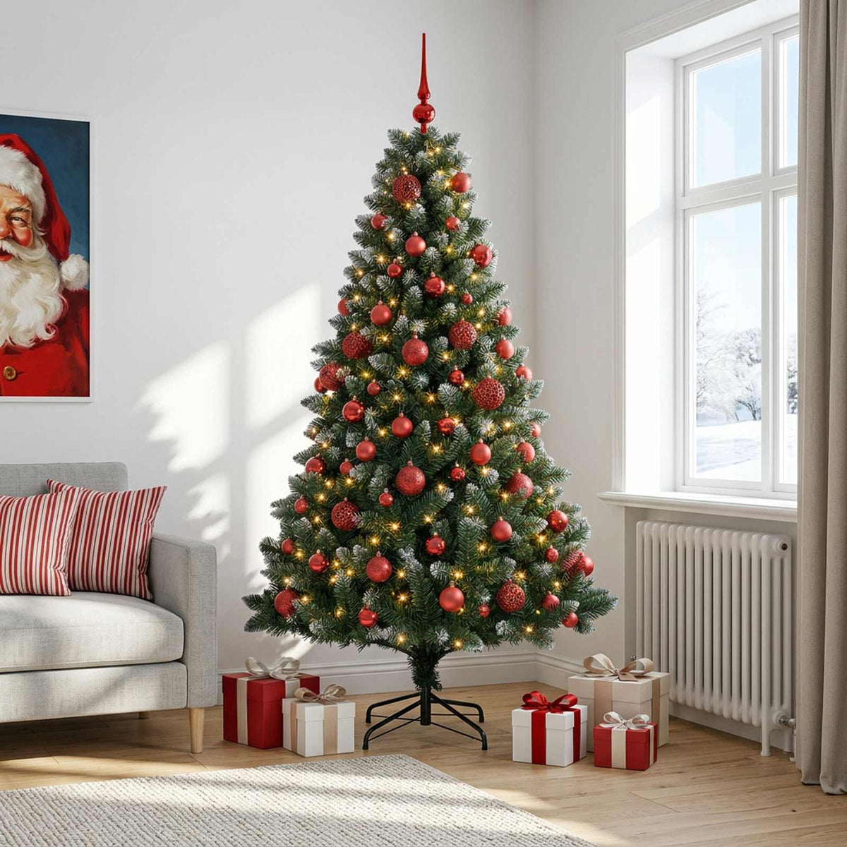 vidaXL Artificial Christmas Tree with Bauble 240 cm 300 LEDs