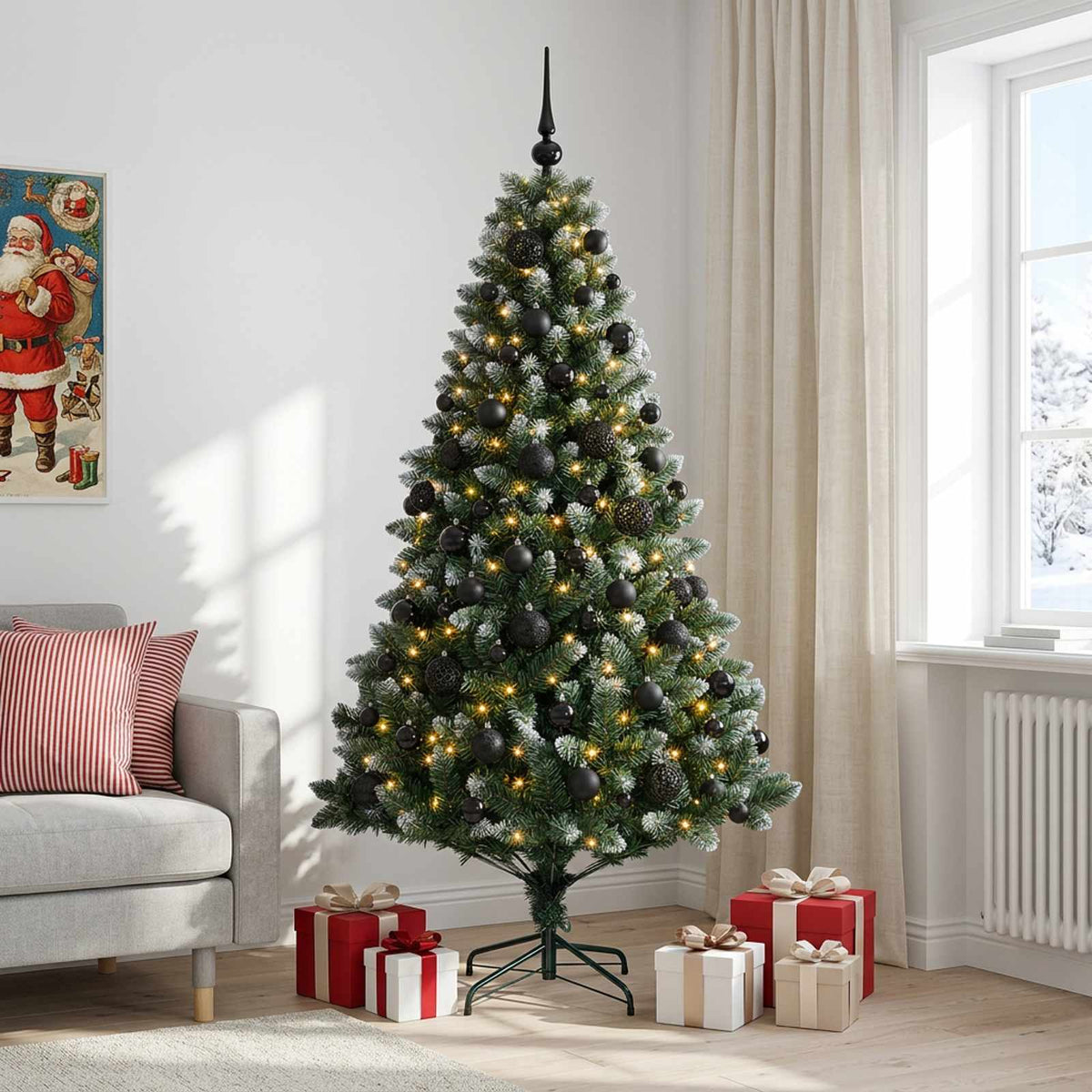 vidaXL Artificial Christmas Tree with Bauble 210 cm 300 LEDs